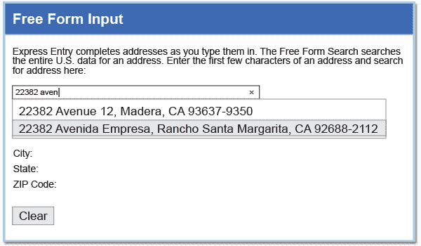 Address Autocomplete - Free Form Search Entry