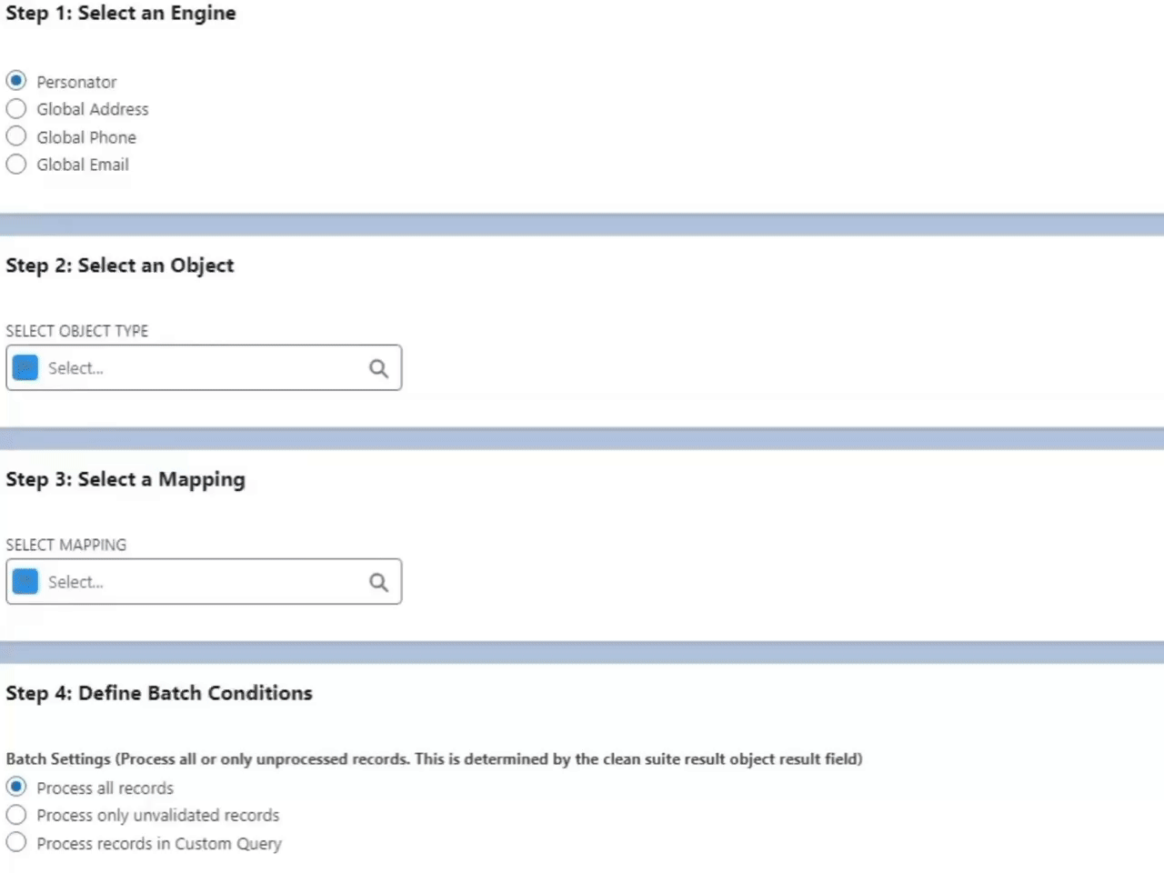 Clean Suite for Salesforce will easily format and verify data as it's entered for bulk upload or batch jobs.